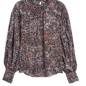 Printed bishop sleeve blouse